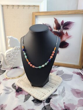 Sonoma Beaded Necklace Multicolor Boho Adjustable Bolo Chain Statement Jewelry